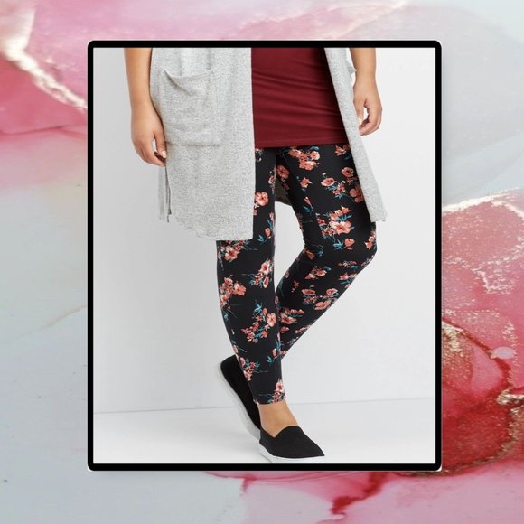 Maurices Plus Size Floral Ultra Soft Leggings 2X - Picture 2 of 9